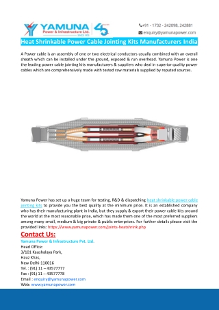 Heat Shrinkable Power Cable Jointing Kits Manufacturers India