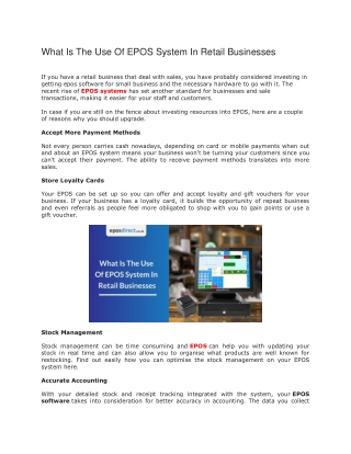 What Is The Use Of EPOS System In Retail Businesses
