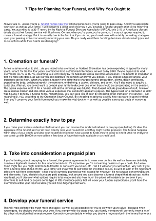 7 Tips for Planning Your Funeral service, and also Why You Need to