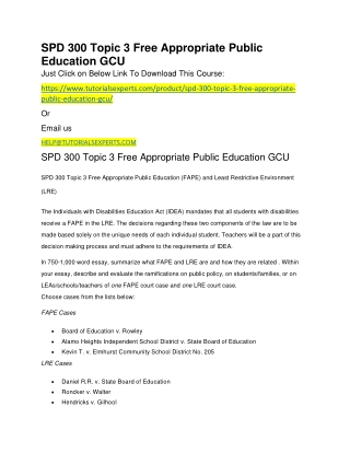 SPD 300 Topic 3 Free Appropriate Public Education GCU