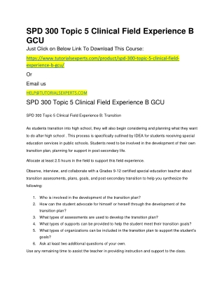 SPD 300 Topic 5 Clinical Field Experience B GCU