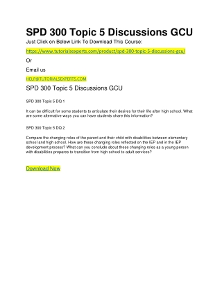 SPD 300 Topic 5 Discussions GCU