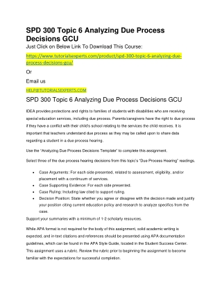 SPD 300 Topic 6 Analyzing Due Process Decisions GCU