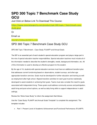 SPD 300 Topic 7 Benchmark Case Study GCU