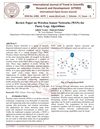 Review Paper on Wireless Sensor Networks WSN for Fuzzy Logy Algorithms