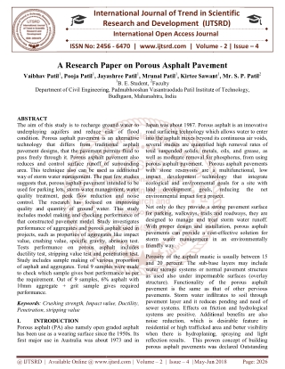 A Research Paper on Porous Asphalt Pavement