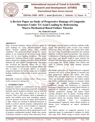 A Review Paper on Study of Progressive Damage of Composite Structure Under Tri Axial Loading by Referencing Macro Mechan