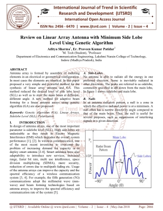 Review on Linear Array Antenna with Minimum Side Lobe Level Using Genetic Algorithm