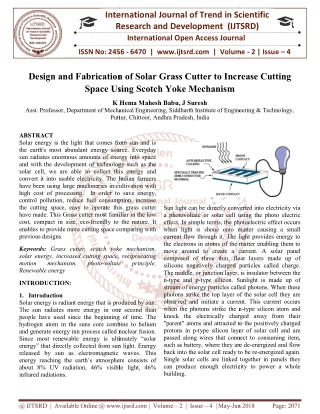 Design and Fabrication of Solar Grass Cutter to Increase Cutting Space Using Scotch Yoke Mechanism