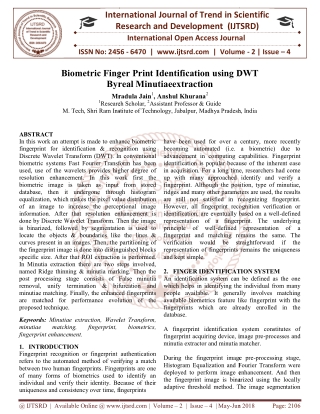 Biometric Finger Print Identification using DWT Byreal Minutiaeextraction