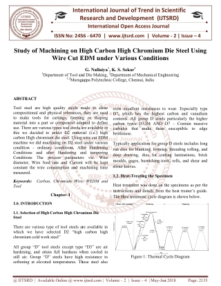 Study of Machining on High Carbon High Chromium Die Steel Using Wire Cut EDM under Various Conditions