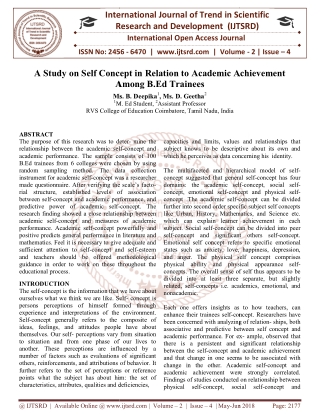 A Study on Self Concept in Relation to Academic Achievement Among B.Ed Trainees