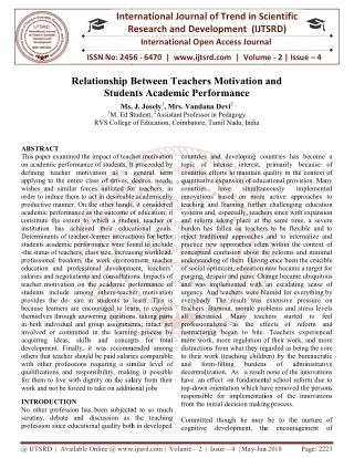 Relationship Between Teachers Motivation and Students Academic Performance