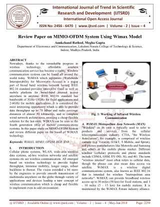 Review Paper on MIMO OFDM System Using Wimax Model