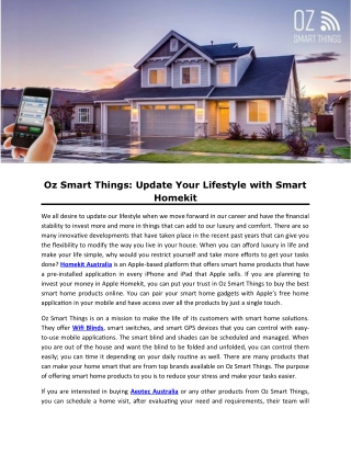 Oz Smart Things: Update Your Lifestyle with Smart Homekit