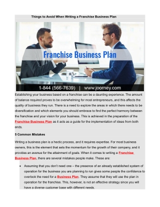 Things to Avoid When Writing a Franchise Business Plan