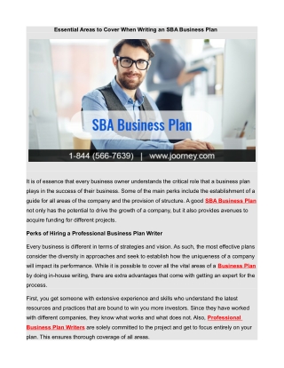 Essential Areas to Cover When Writing an SBA Business Plan