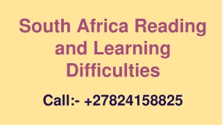 South Africa Reading and Learning Difficulties