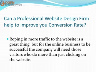 Website Design Firm help to improve you Conversion Rate?