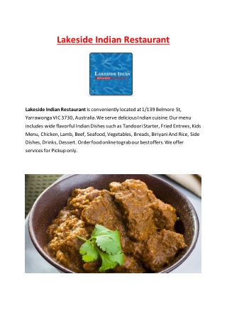 Lakeside Indian Restaurant Yarrawonga takeaway, VIC - 5% Off