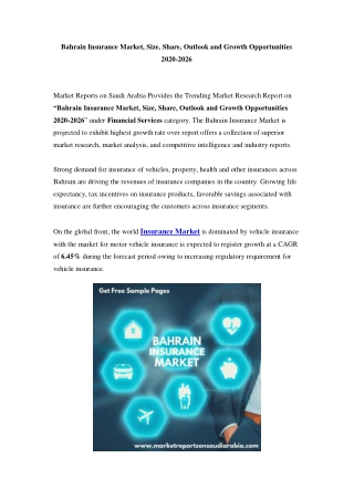 Bahrain Insurance Market: Growth, Opportunity and Forecast Till 2026
