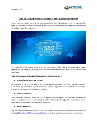 Why you should Use SEO Services for Your Business in Bedford?