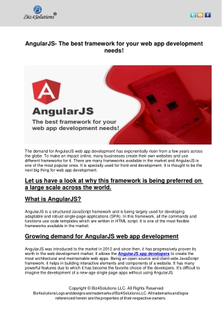 AngularJS- The best framework for your web app development needs!
