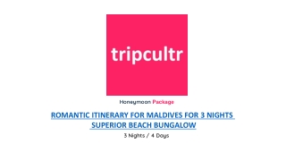 ROMANTIC ITINERARY FOR MALDIVES FOR 3 NIGHTS - SUPERIOR BEACH BUNGALOW