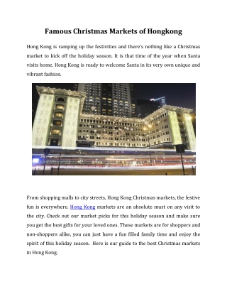 Famous Christmas Markets of Hongkong