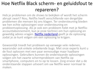 Hoe Netflix Black scherm- en geluidsfout te repareren?