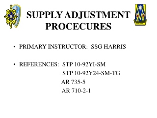 SUPPLY ADJUSTMENT PROCECURES