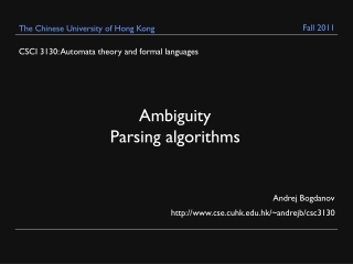 CSCI 3130: Automata theory and formal languages