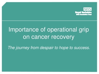 Importance of operational grip on cancer recovery  The journey from despair to hope to success .