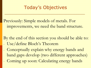 Today’s Objectives