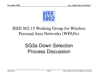 IEEE 802.15 Working Group for Wireless Personal Area Networks (WPANs )