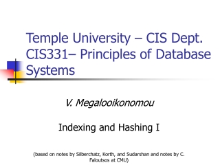 Temple University – CIS Dept. CIS331– Principles of Database Systems