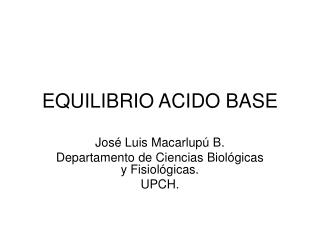 EQUILIBRIO ACIDO BASE