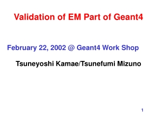 Validation of EM Part of Geant4