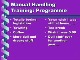 Manual Handling Training: Programme