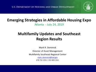 Multifamily Updates and Southeast  Region Results