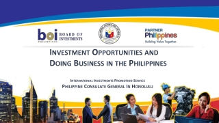 Investment Opportunities and Doing Business in the Philippines