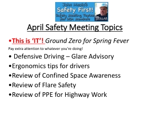 April Safety Meeting Topics