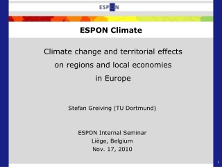 Climate change and territorial effects  on regions and local economies in Europe