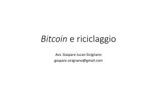 Bitcoin  e riciclaggio