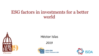 ESG factors in investments for a better world