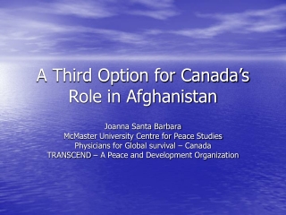 A Third Option for Canada’s Role in Afghanistan