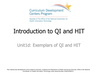 Introduction to QI and HIT