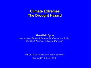 Climate Extremes The Drought Hazard Bradfield Lyon