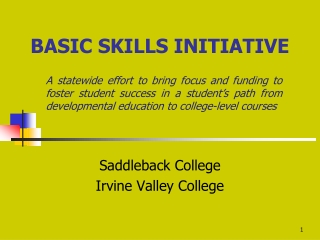 BASIC SKILLS INITIATIVE