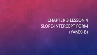 Chapter 3 lesson 4 slope-intercept form (y= mx+b )